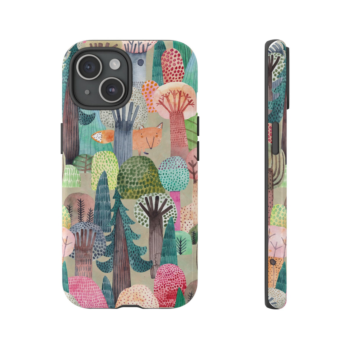 Woodland Fox Phone Case — Colorful Forest Art iPhone Cover