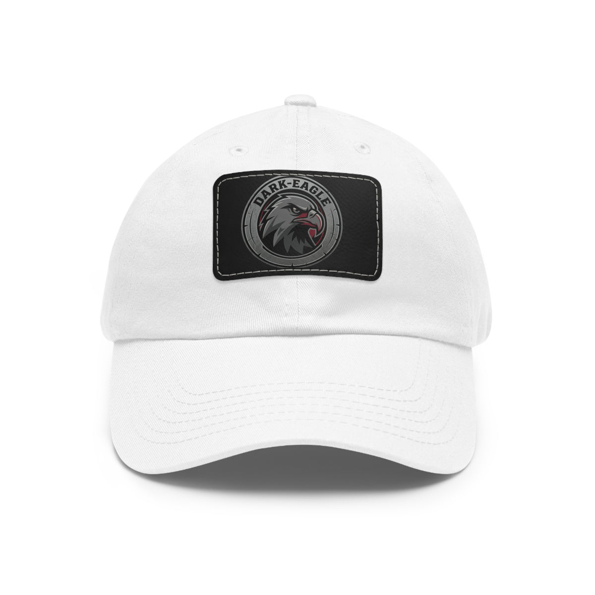 Leather Patch Dad Hat — ‘Dark Eagle’ Vintage Emblem Cap