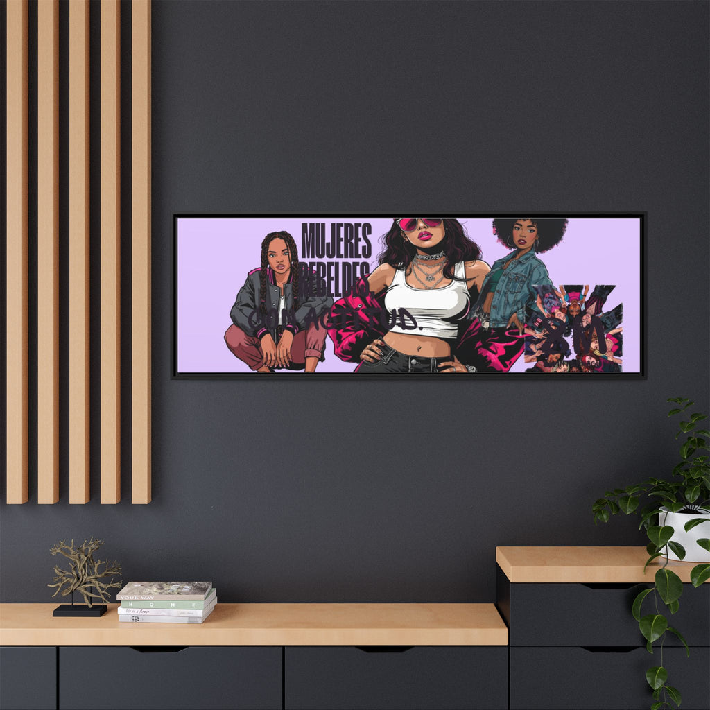 Framed Matte Canvas Art — Women of Color Portrait Collage (Multi‑Color)