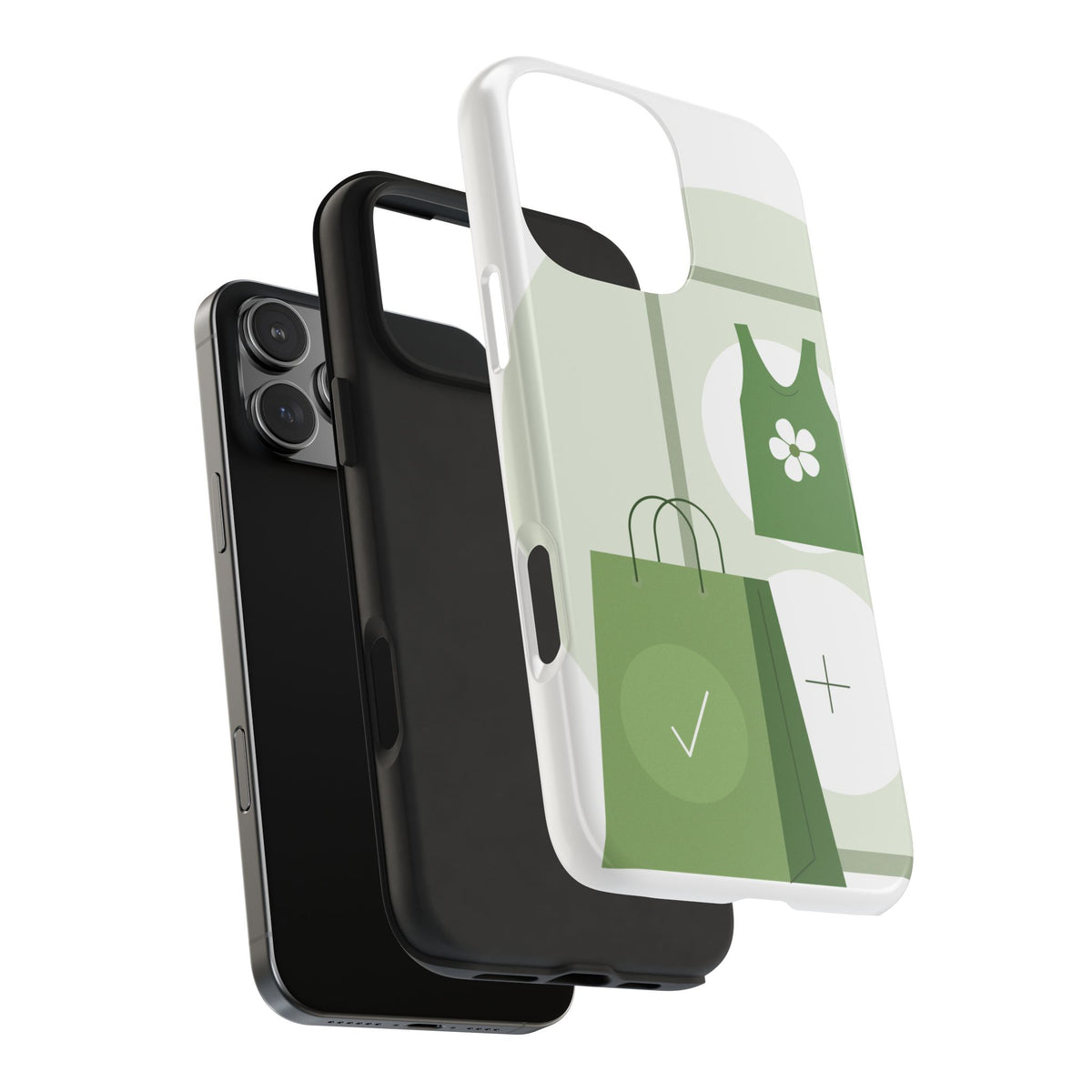 Green Shopping Icons Tough Phone Case — Eco Chic Protective Phone Cover