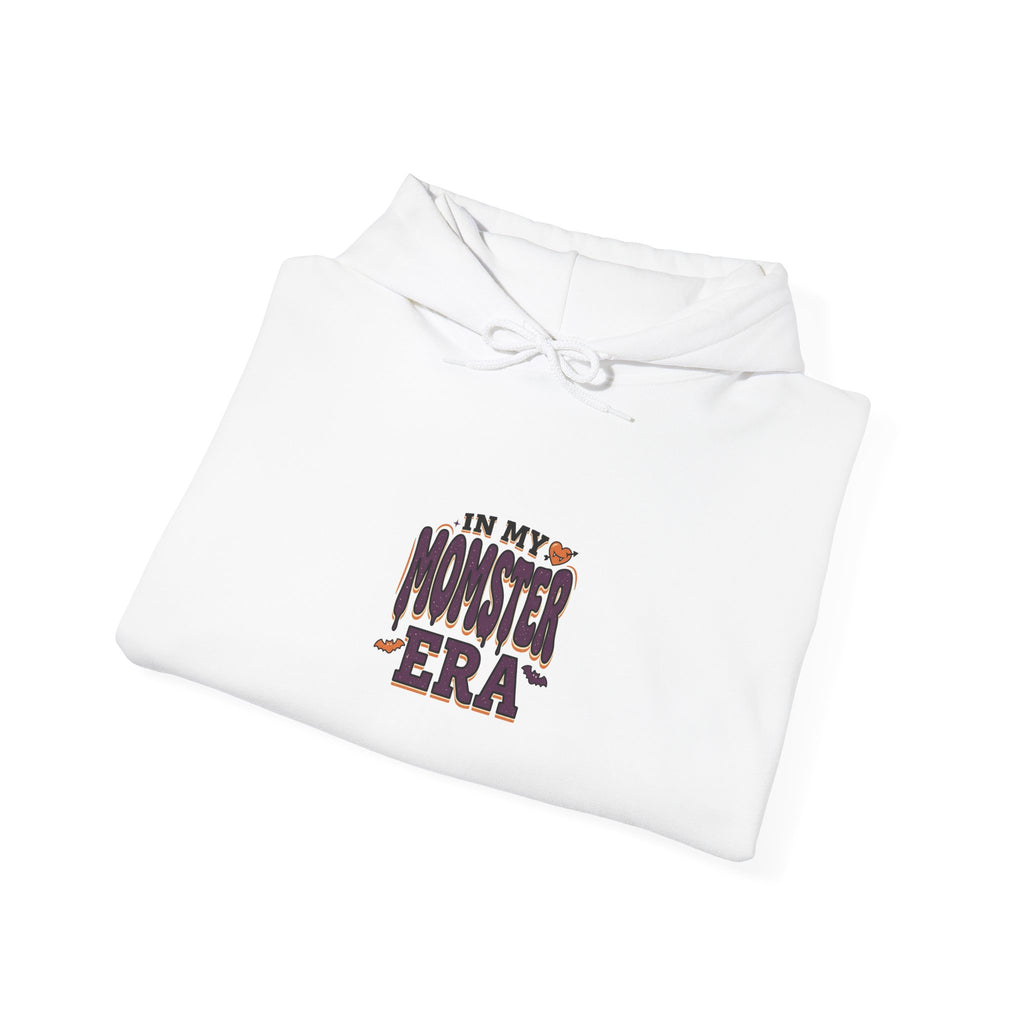 Momster Era Hoodie | Halloween mom, spooky lettering, bats, purple orange