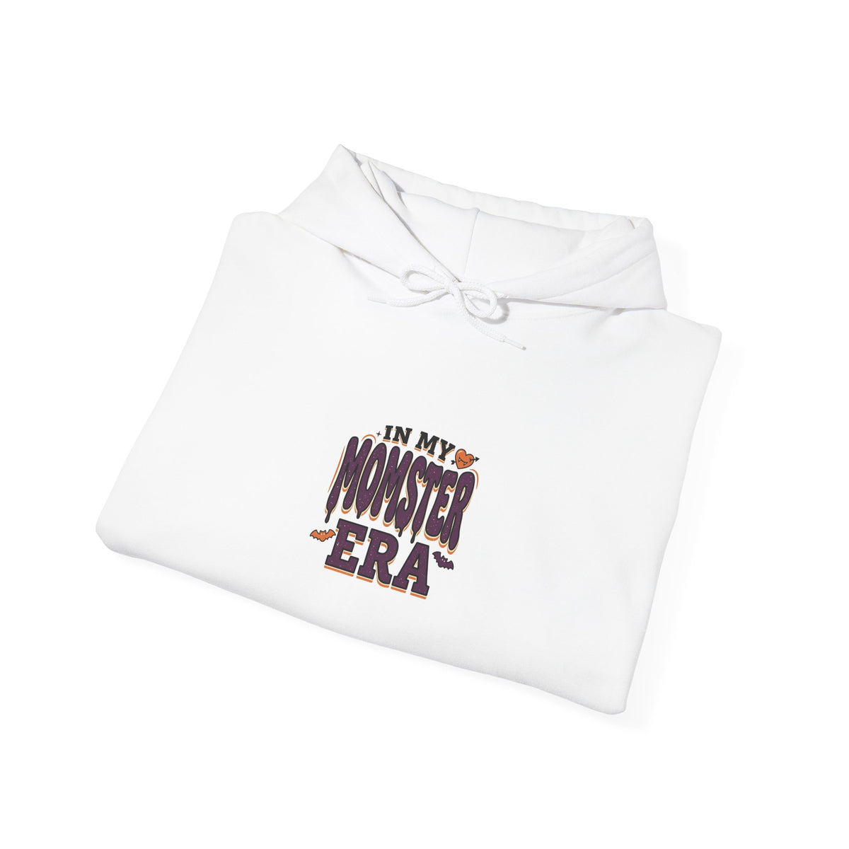 Momster Era Hoodie | Halloween mom, spooky lettering, bats, purple orange