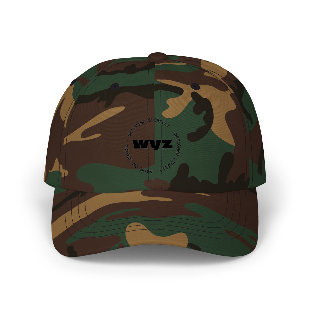 WVZ Circular Logo Dad Cap — Minimal White Baseball Hat