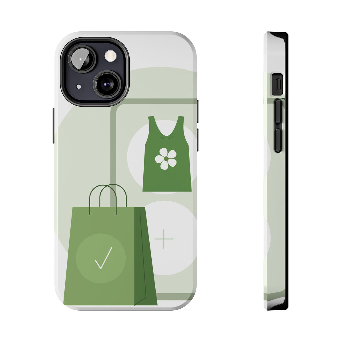 Green Shopping Icons Tough Phone Case — Eco Chic Protective Phone Cover