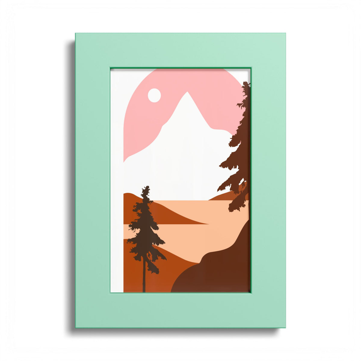 Minimalist Mountain Poster — Colored Frame Wall Art