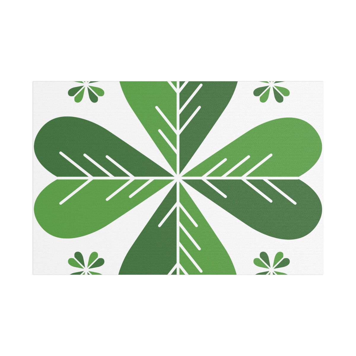 Green Clover Wall Art Canvas — Stretched Satin Botanical Print