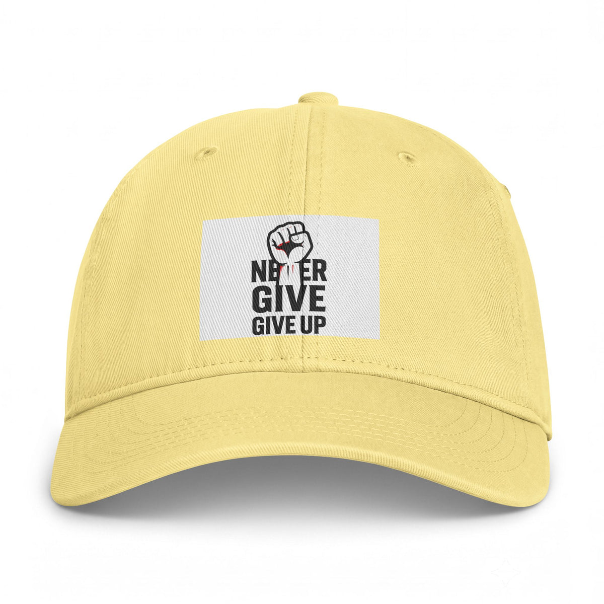 Embroidered 'Never Give Up' Washed Cap - Motivational Casual Baseball Hat