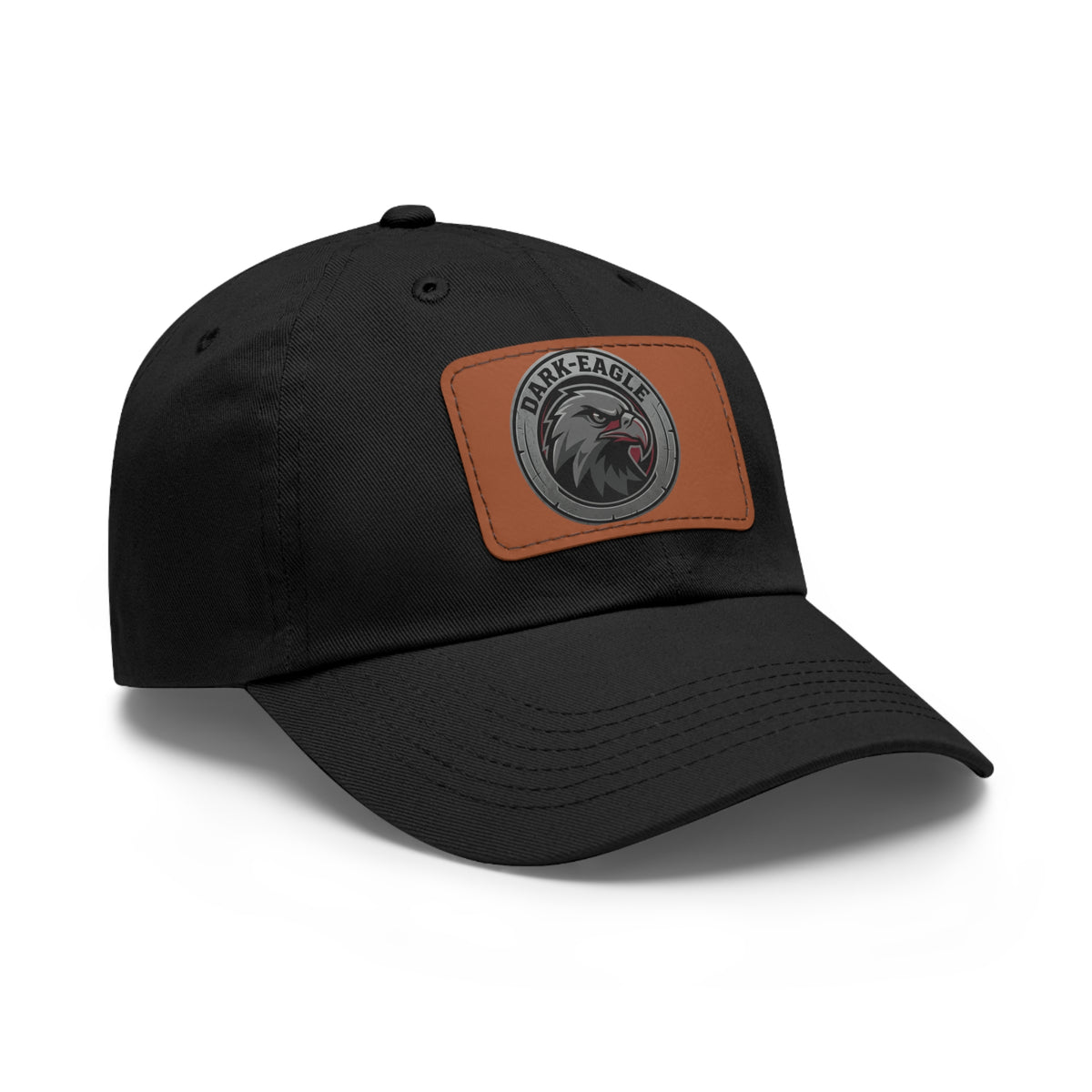 Leather Patch Dad Hat — ‘Dark Eagle’ Vintage Emblem Cap