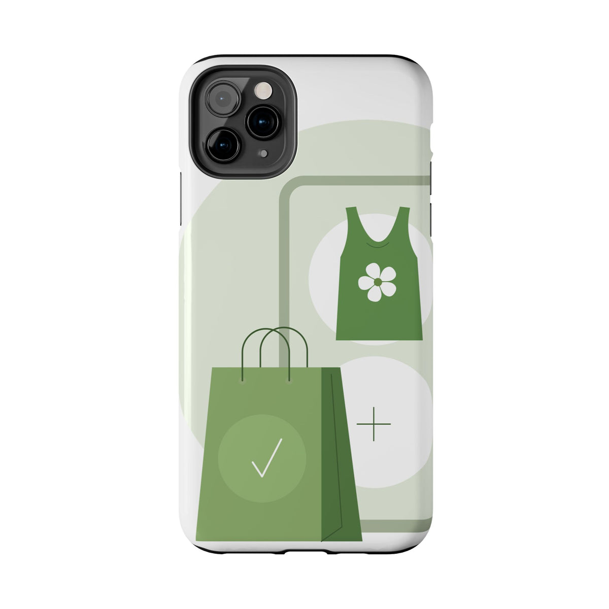 Green Shopping Icons Tough Phone Case — Eco Chic Protective Phone Cover