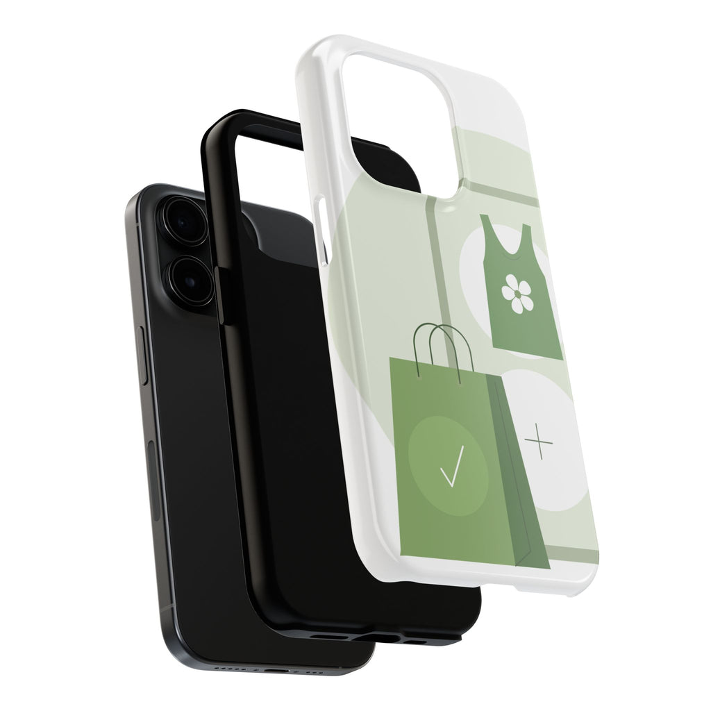 Green Shopping Icons Tough Phone Case — Eco Chic Protective Phone Cover