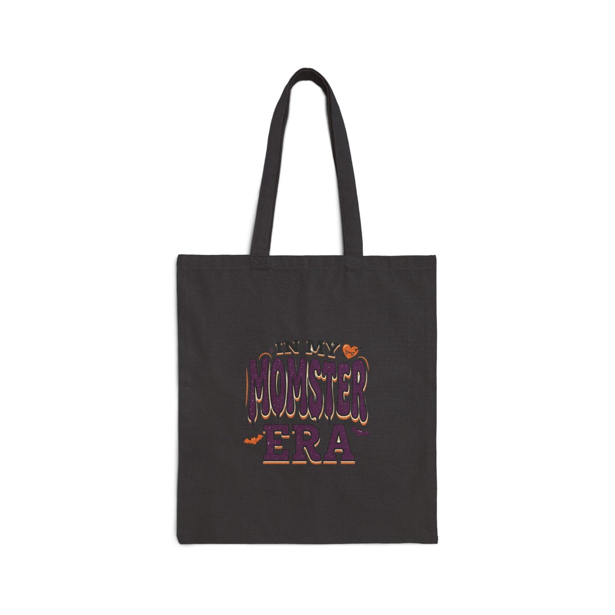 Momster Era Tote, Halloween Momster Graphic, Purple Orange Spooky Canvas Tote