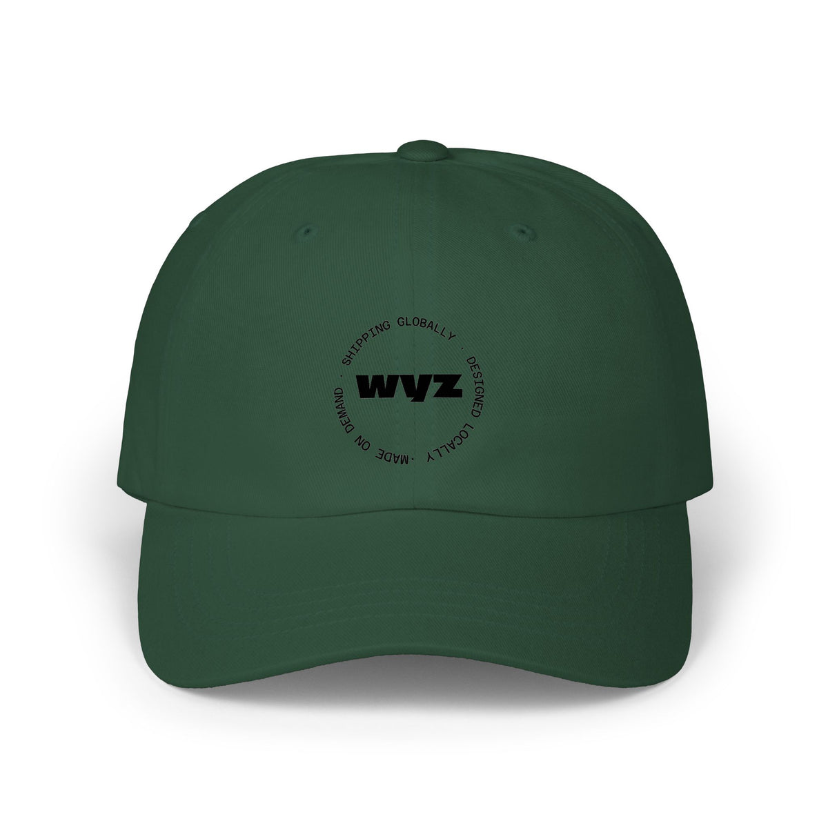 WVZ Circular Logo Dad Cap — Minimal White Baseball Hat