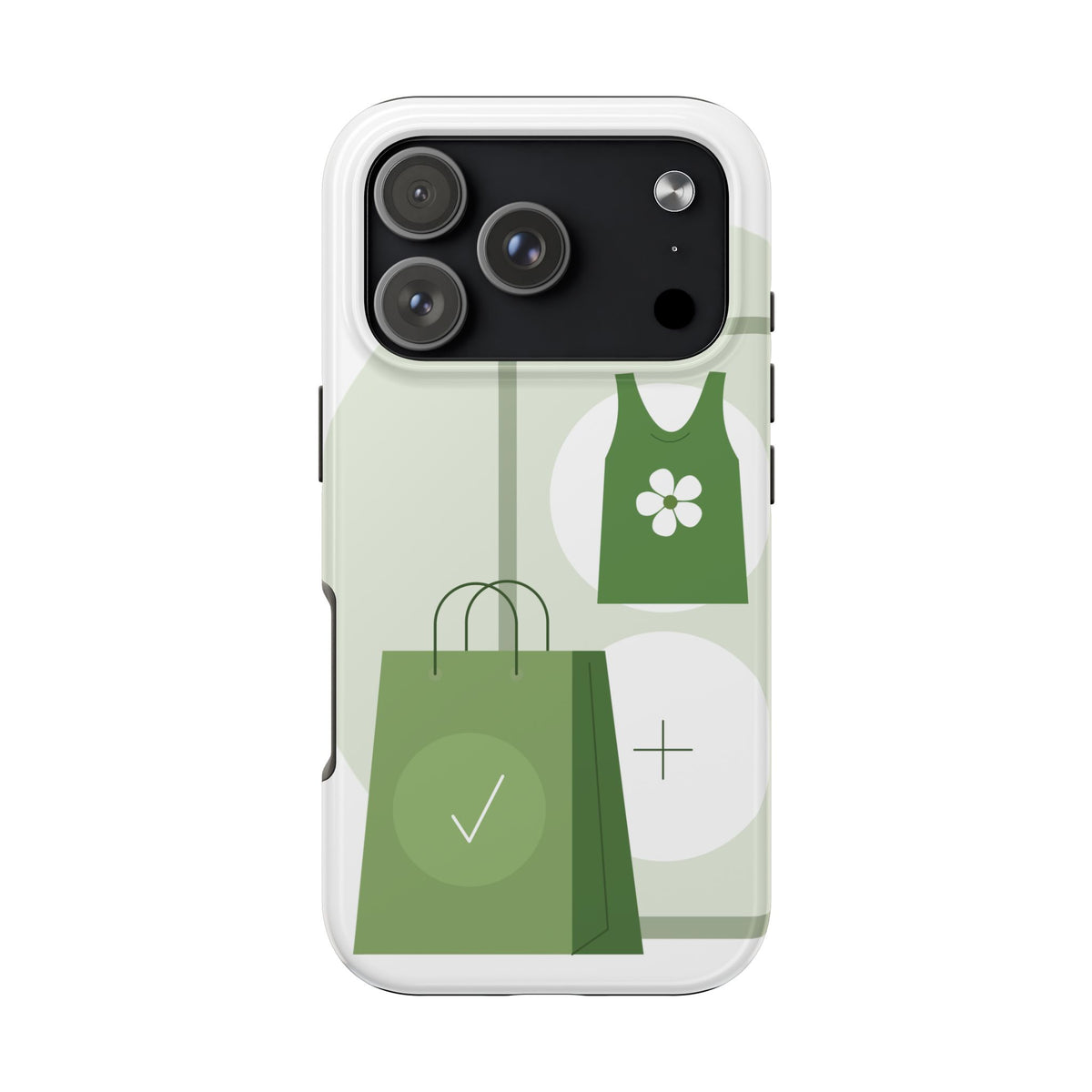 Green Shopping Icons Tough Phone Case — Eco Chic Protective Phone Cover