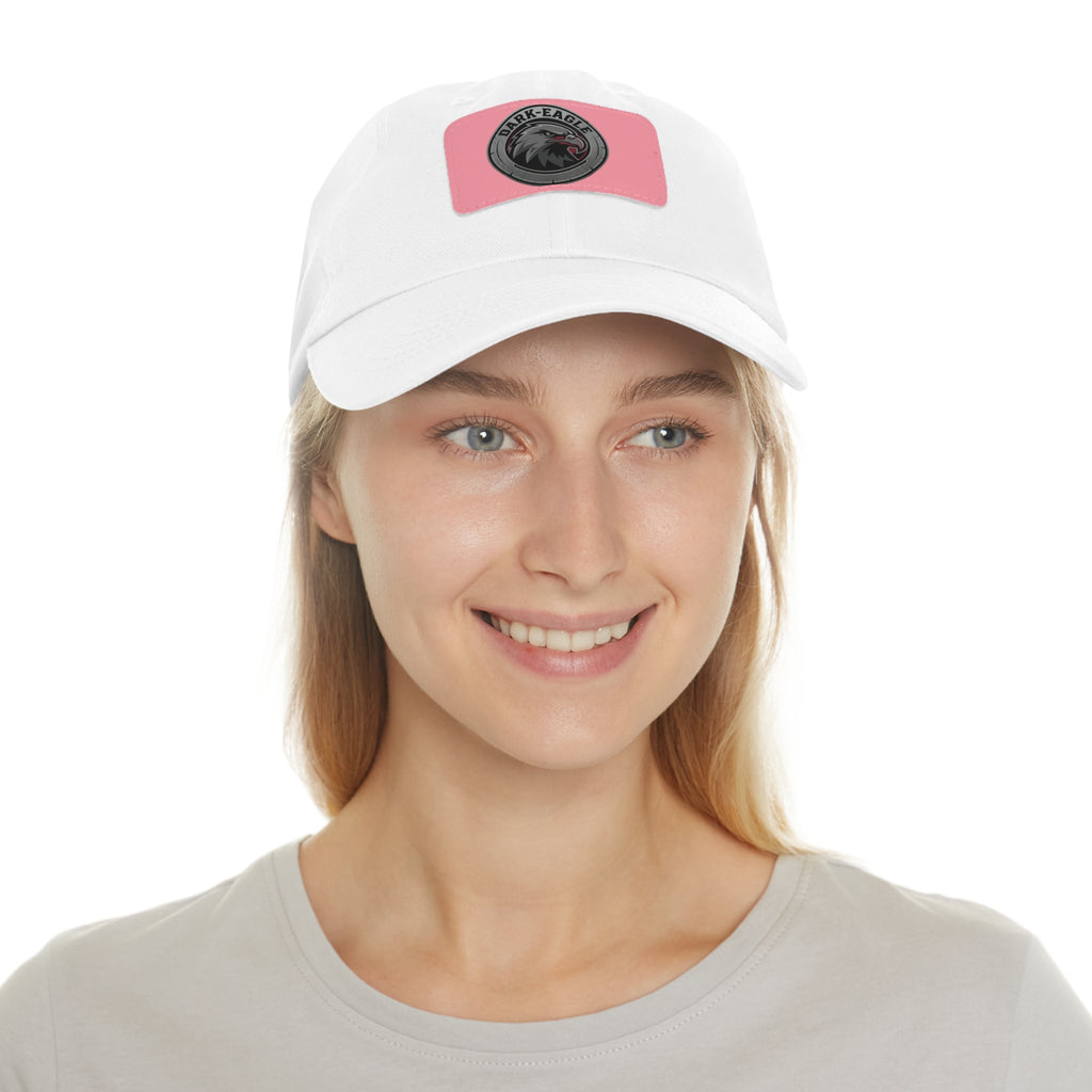 Leather Patch Dad Hat — ‘Dark Eagle’ Vintage Emblem Cap