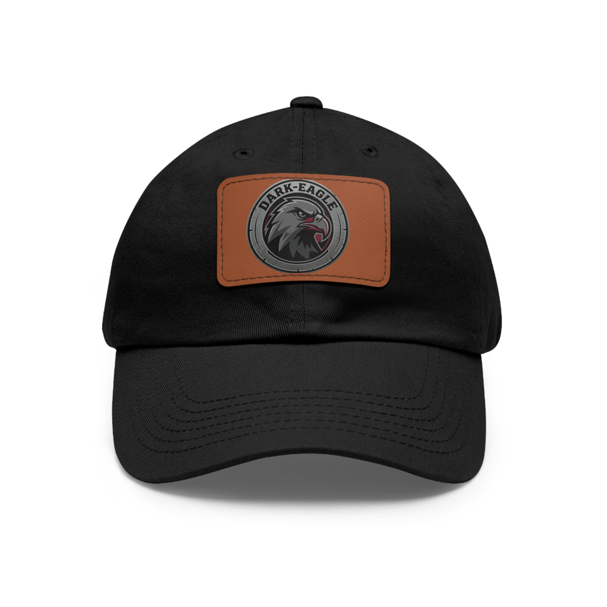 Leather Patch Dad Hat — ‘Dark Eagle’ Vintage Emblem Cap