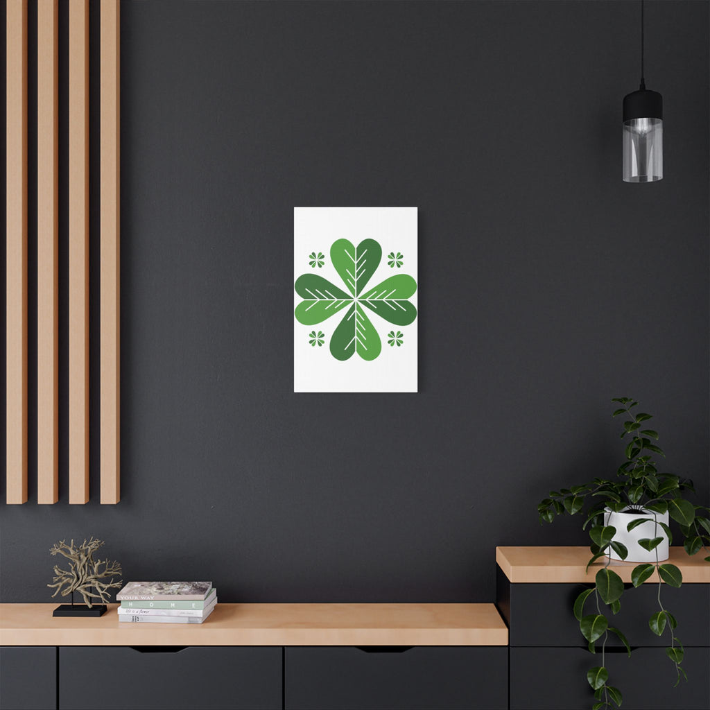 Green Clover Wall Art Canvas — Stretched Satin Botanical Print