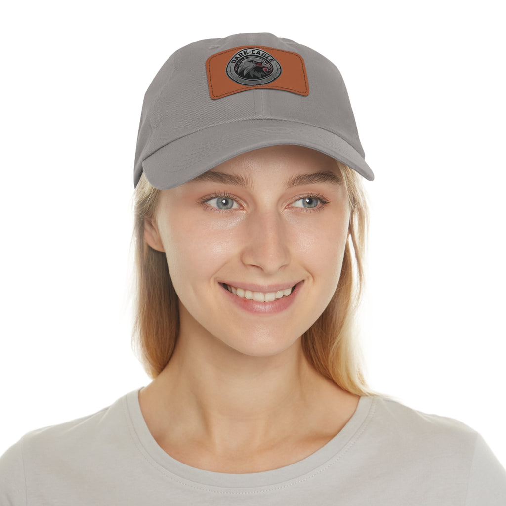 Leather Patch Dad Hat — ‘Dark Eagle’ Vintage Emblem Cap