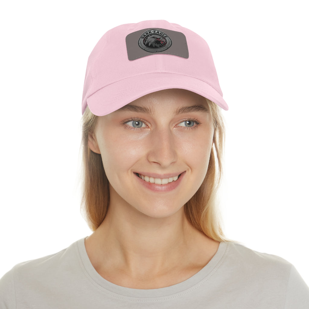Leather Patch Dad Hat — ‘Dark Eagle’ Vintage Emblem Cap