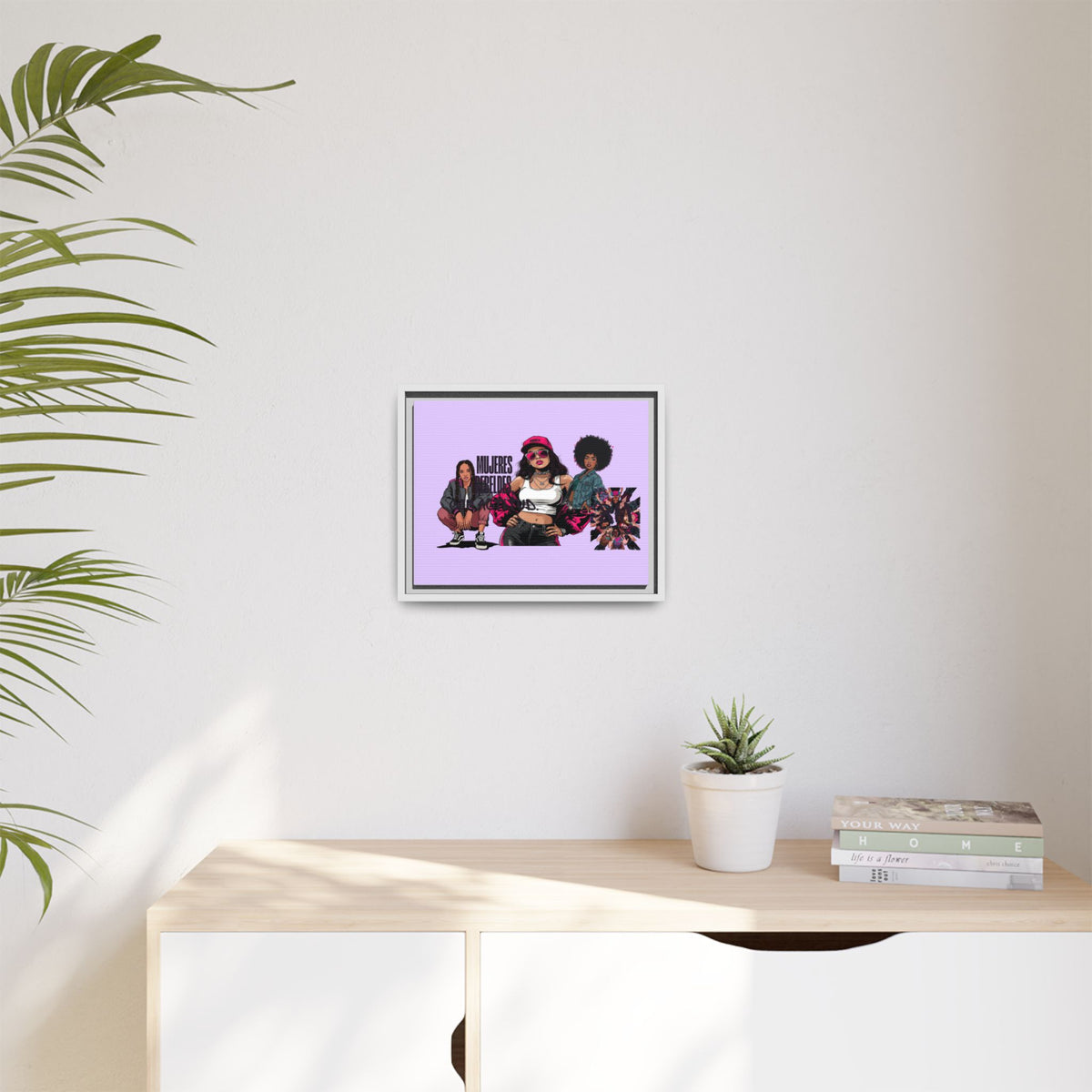 Framed Matte Canvas Art — Women of Color Portrait Collage (Multi‑Color)