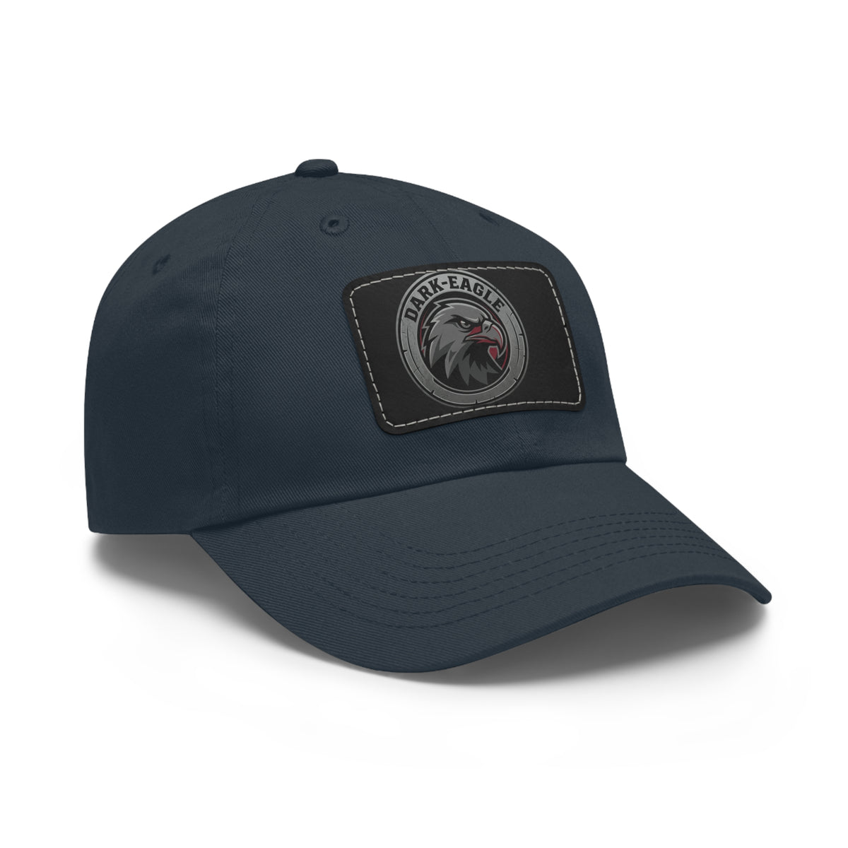 Leather Patch Dad Hat — ‘Dark Eagle’ Vintage Emblem Cap