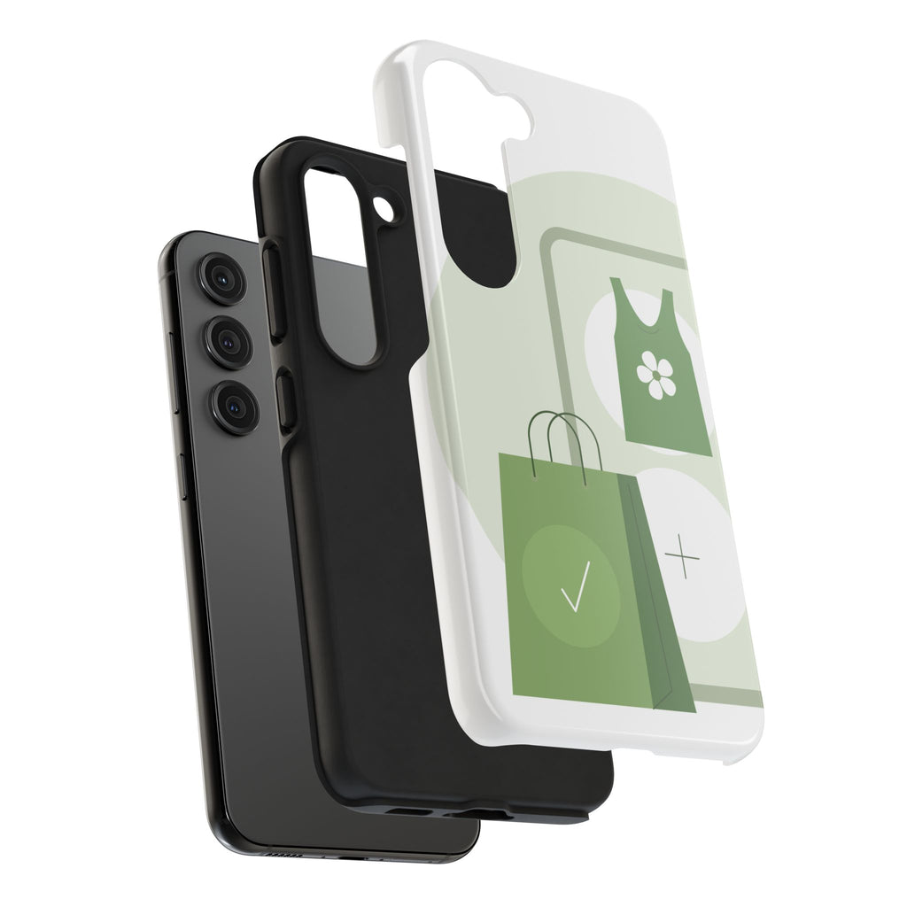 Green Shopping Icons Tough Phone Case — Eco Chic Protective Phone Cover
