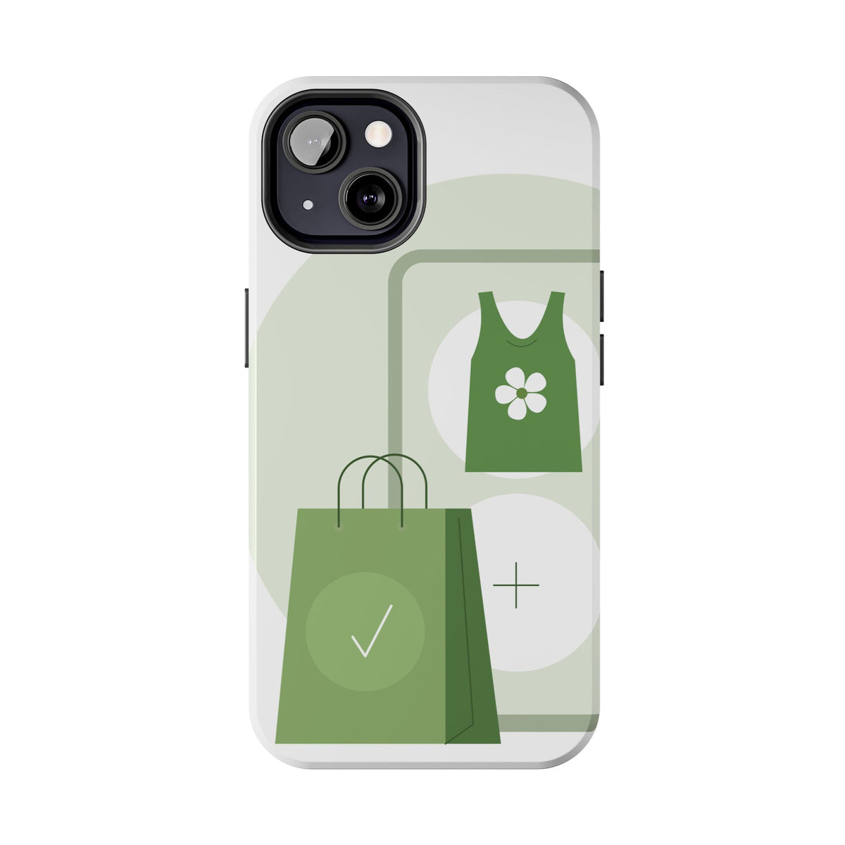 Green Shopping Icons Tough Phone Case — Eco Chic Protective Phone Cover
