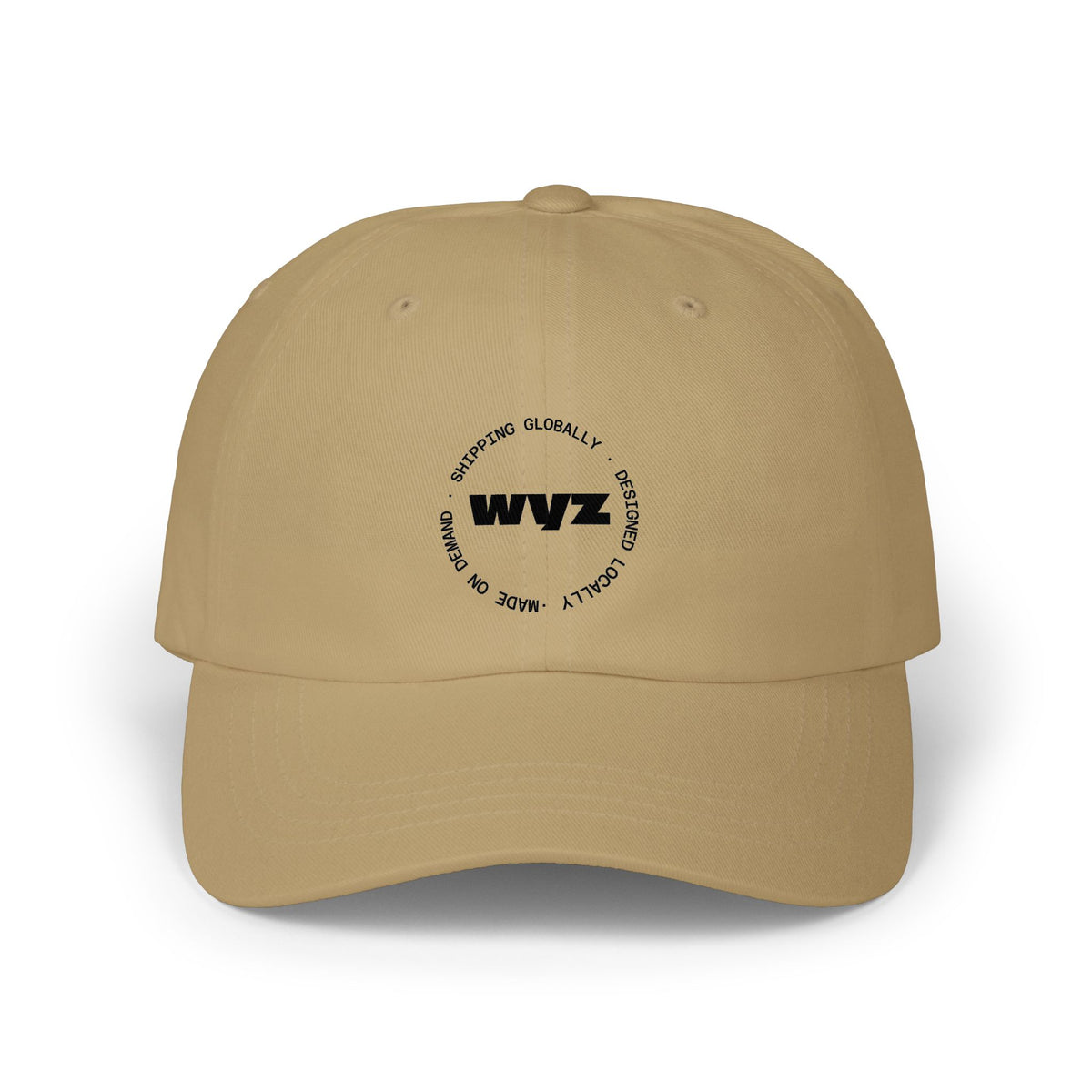 WVZ Circular Logo Dad Cap — Minimal White Baseball Hat