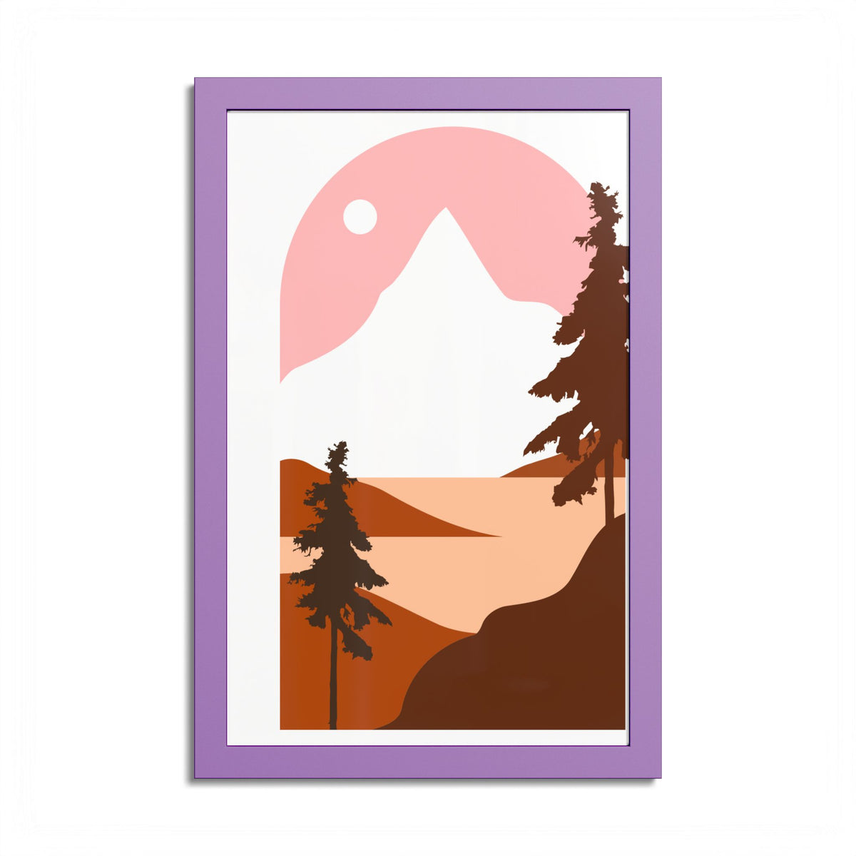 Minimalist Mountain Poster — Colored Frame Wall Art