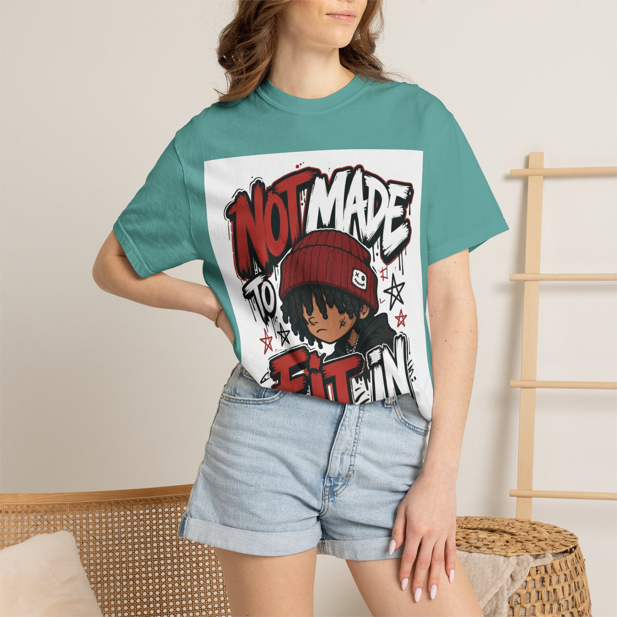 Not Made to Fit In Graphic T-Shirt — Streetwear Anime Statement Tee