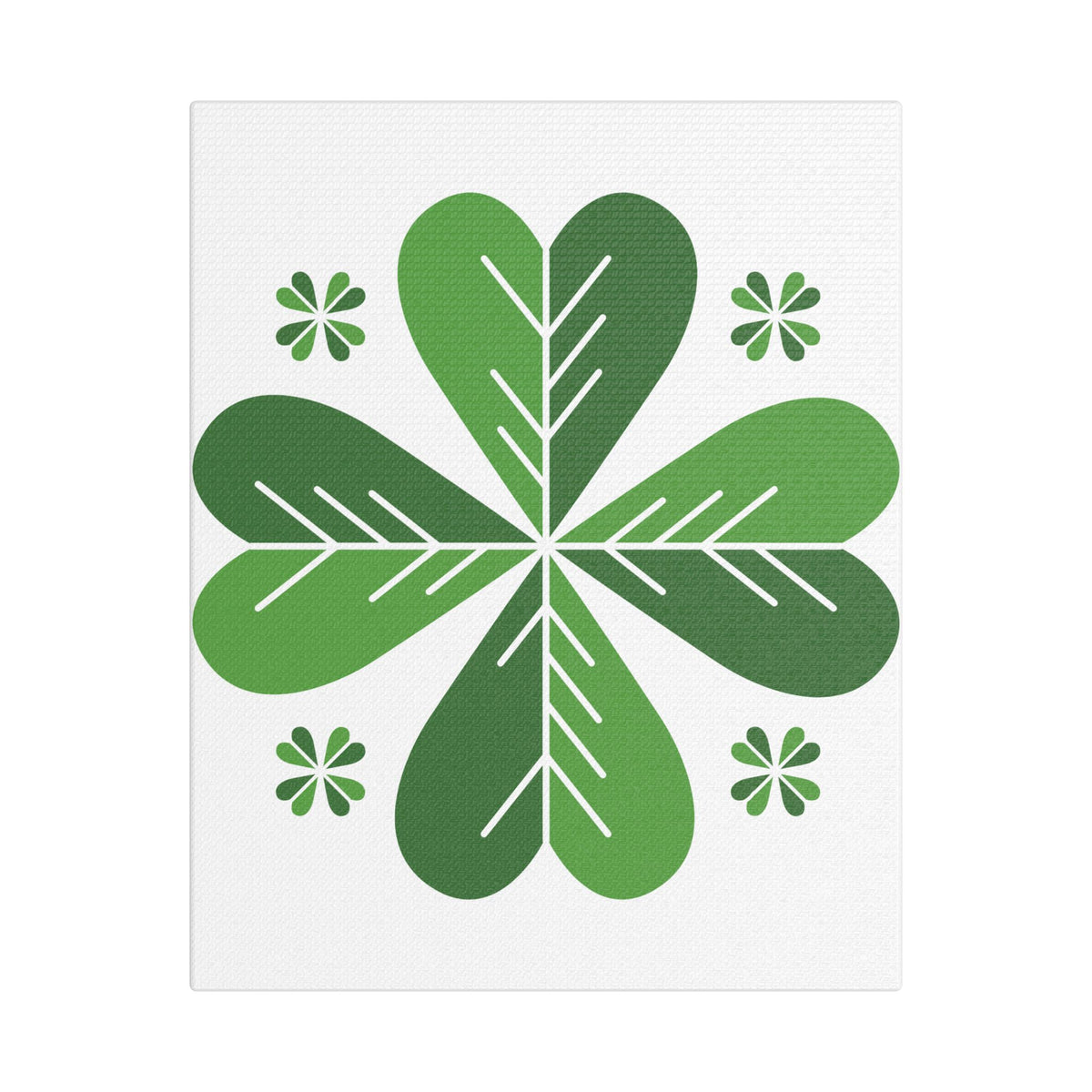 Green Clover Wall Art Canvas — Stretched Satin Botanical Print