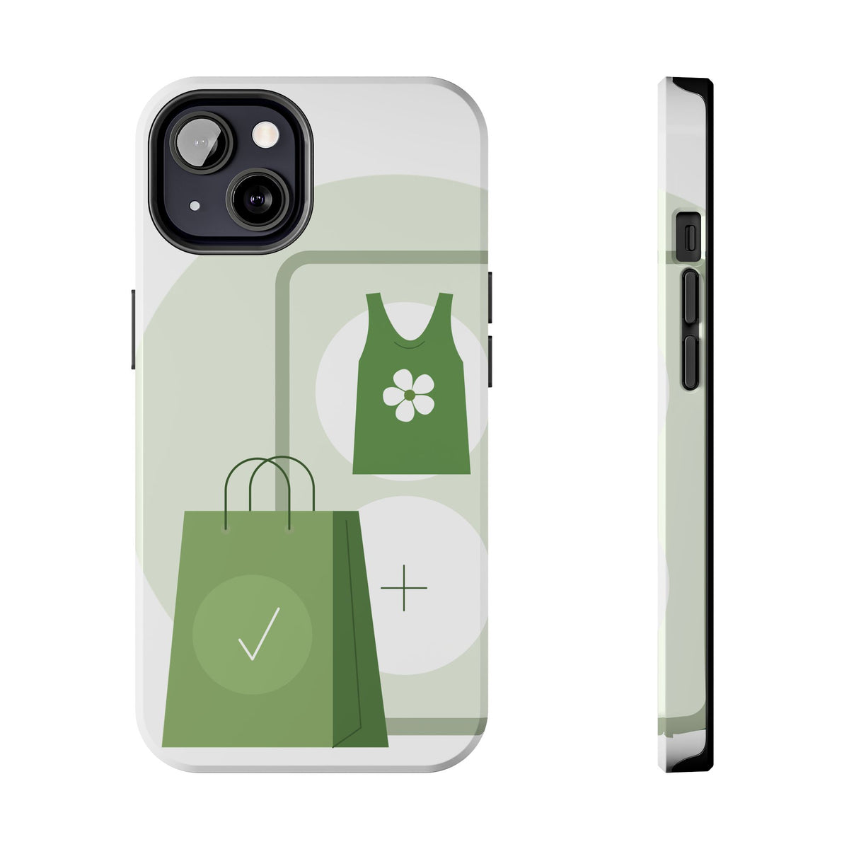Green Shopping Icons Tough Phone Case — Eco Chic Protective Phone Cover