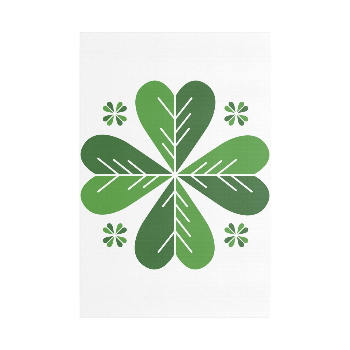 Green Clover Wall Art Canvas — Stretched Satin Botanical Print