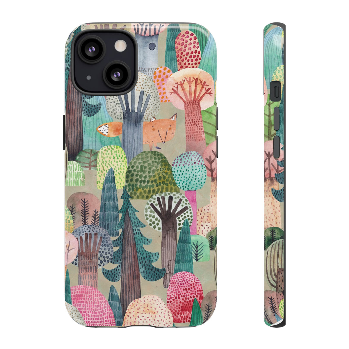 Woodland Fox Phone Case — Colorful Forest Art iPhone Cover