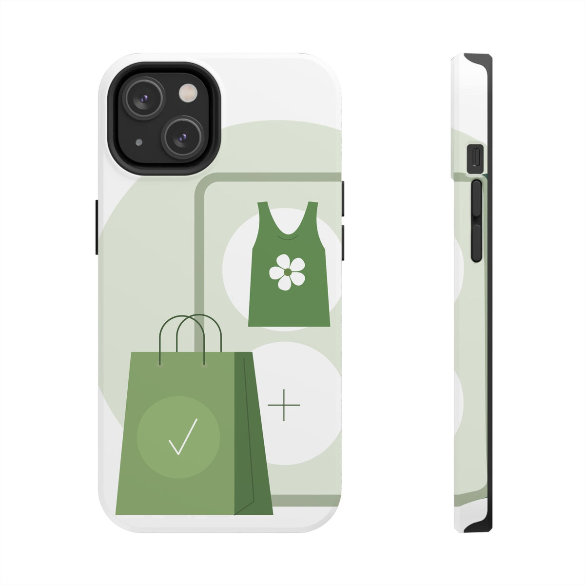 Green Shopping Icons Tough Phone Case — Eco Chic Protective Phone Cover