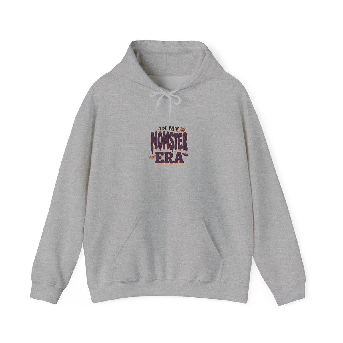 Momster Era Hoodie | Halloween mom, spooky lettering, bats, purple orange