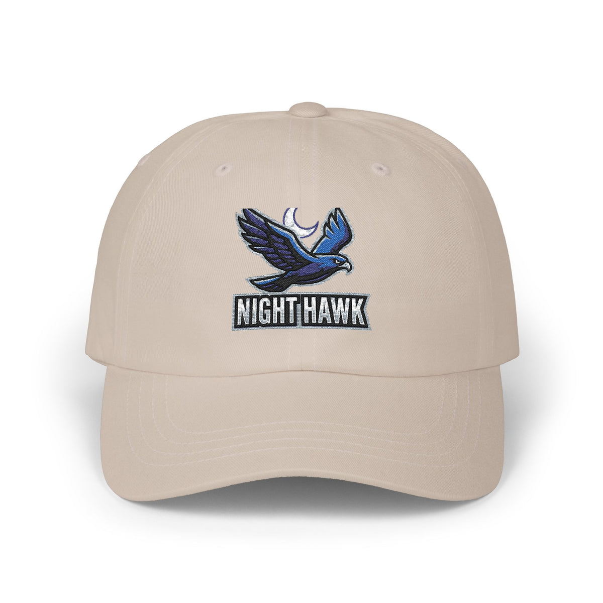 Night Hawk Embroidered Dad Cap — Retro Blue Hawk Baseball Hat