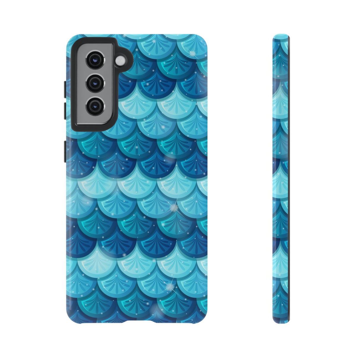 Carcasa Resistente Escamas Sirena Azul — Diseño Inspirado en el Océano