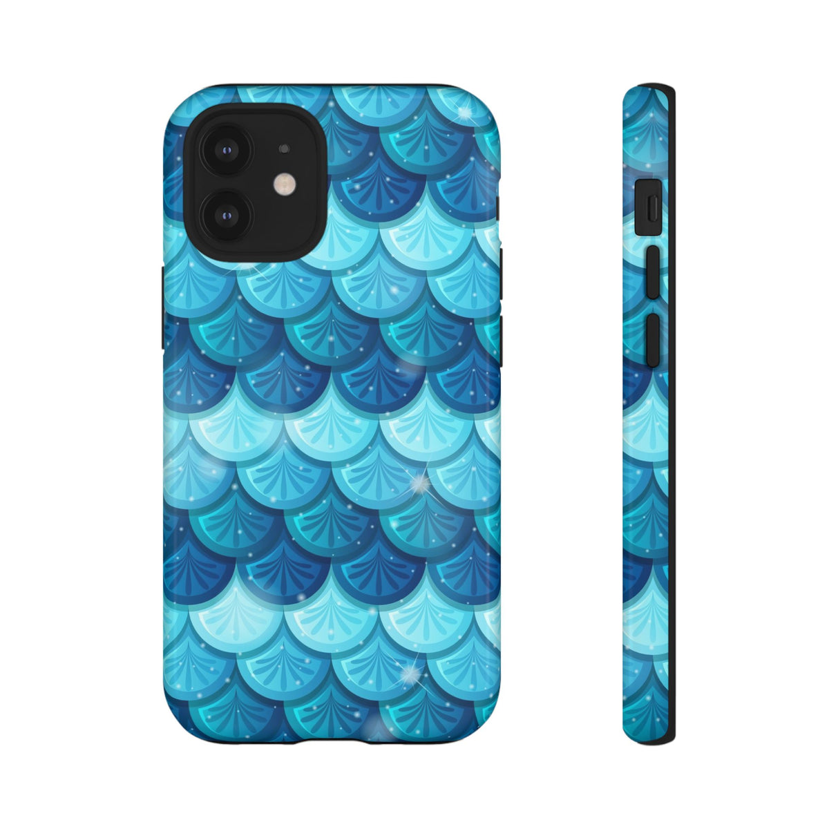 Carcasa Resistente Escamas Sirena Azul — Diseño Inspirado en el Océano