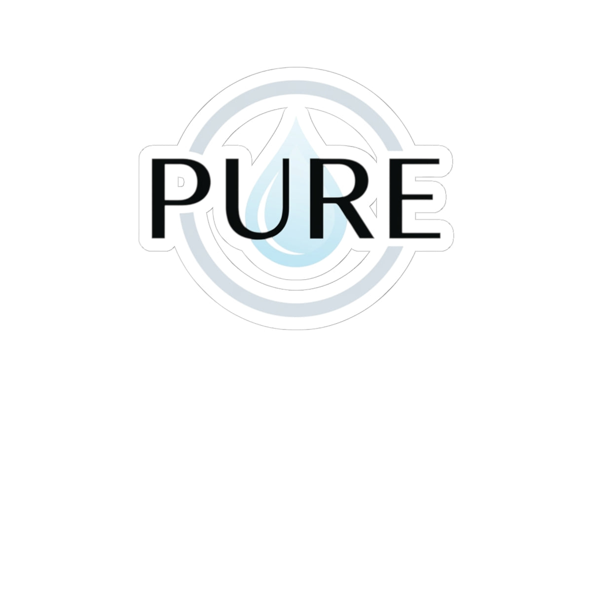 PURE Water Drop Kiss-Cut Sticker — Minimal Logo Decal for Laptops & Gear