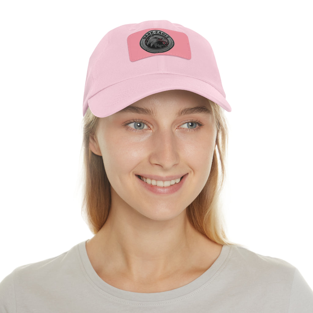 Leather Patch Dad Hat — ‘Dark Eagle’ Vintage Emblem Cap