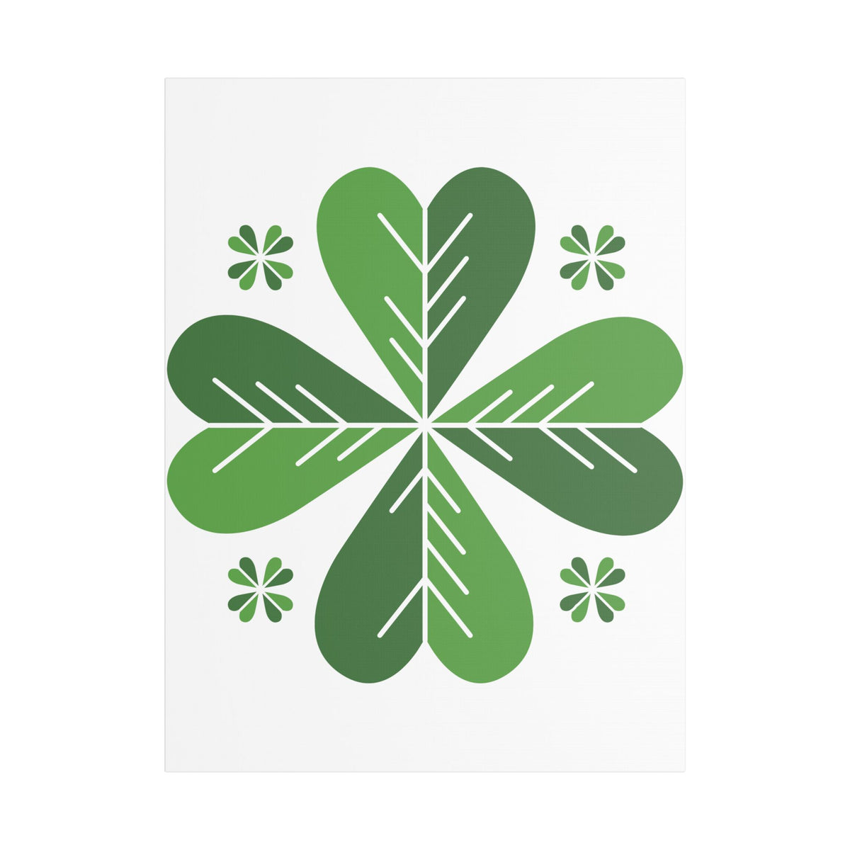 Green Clover Wall Art Canvas — Stretched Satin Botanical Print