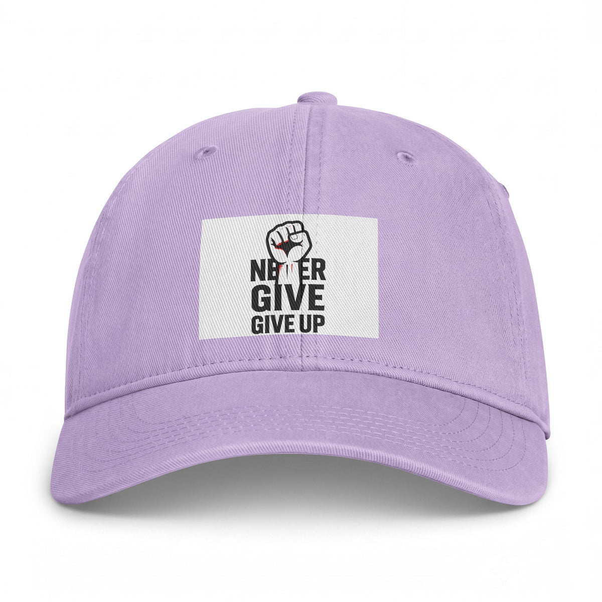 Embroidered 'Never Give Up' Washed Cap - Motivational Casual Baseball Hat