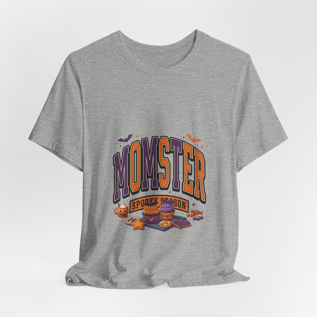 Momster Halloween Tee | purple orange spooky lettering, bats & pumpkins