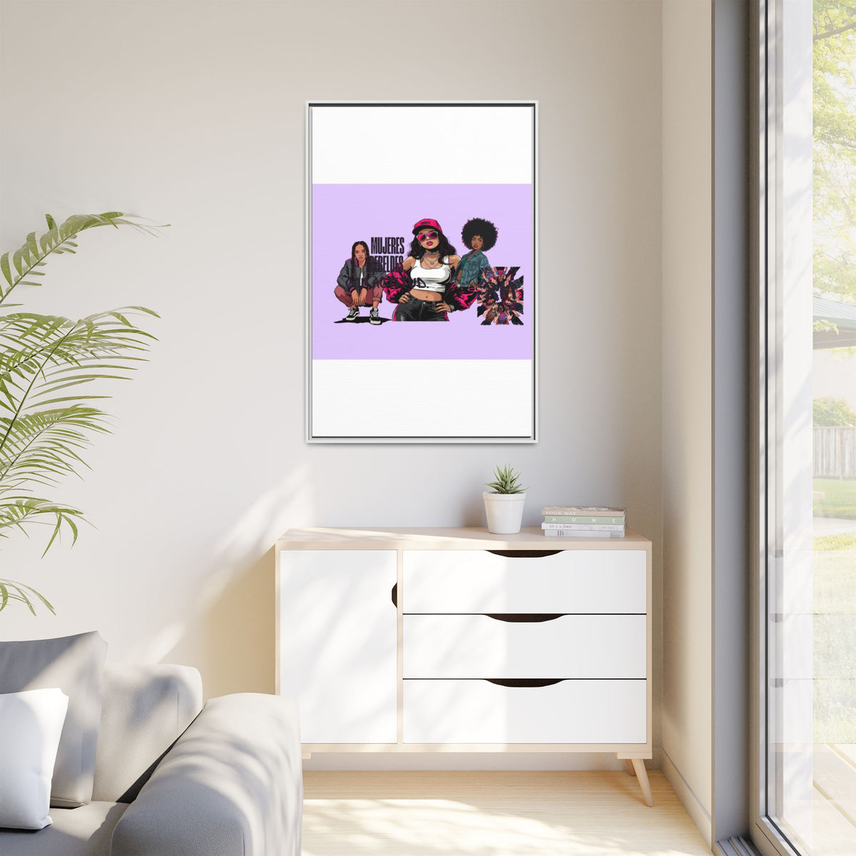 Framed Matte Canvas Art — Women of Color Portrait Collage (Multi‑Color)