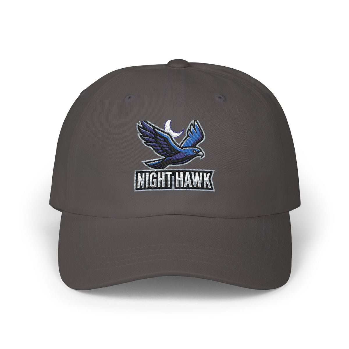 Night Hawk Embroidered Dad Cap — Retro Blue Hawk Baseball Hat