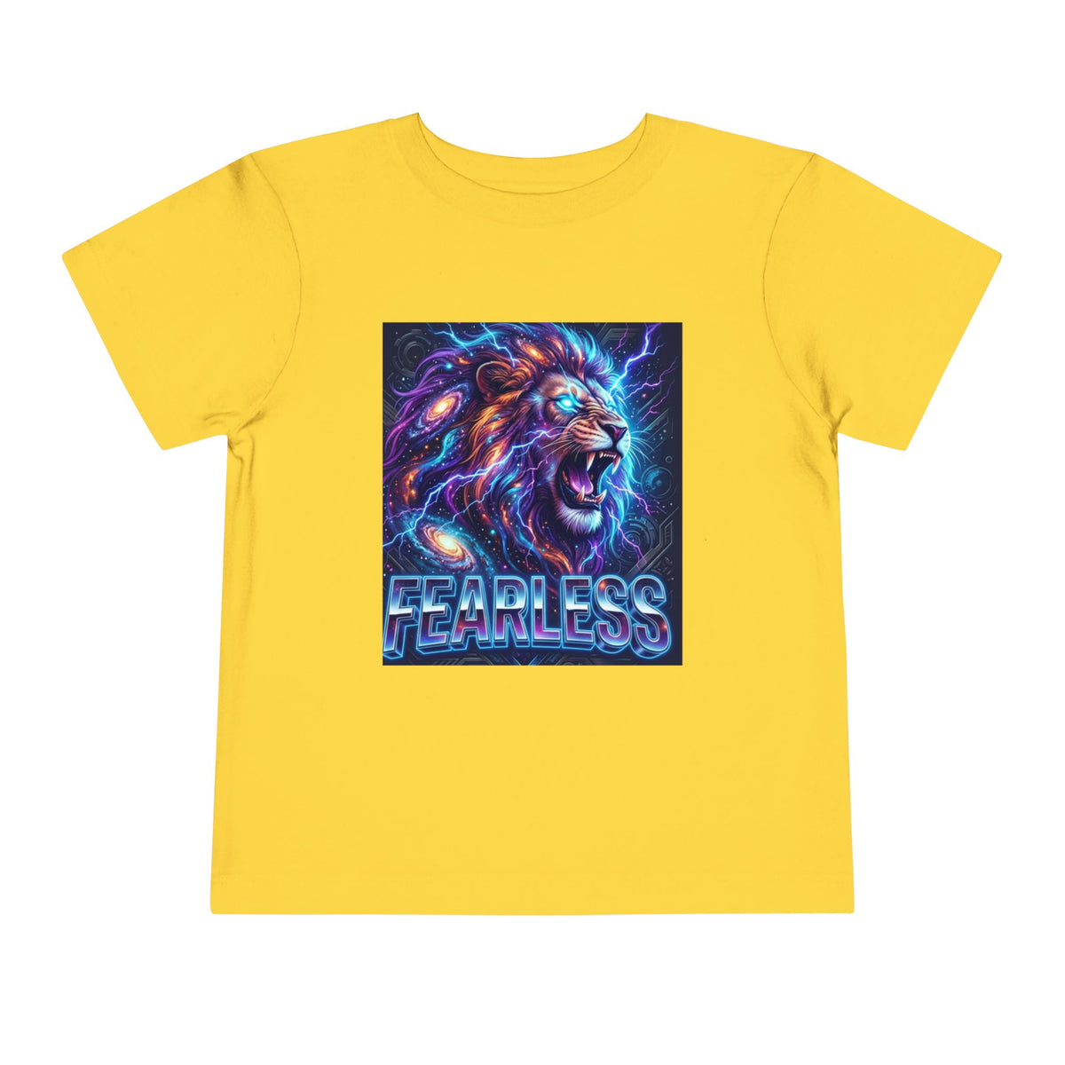 Fearless Neon Lion Toddler Tee — Bold Graphic Kids Shirt