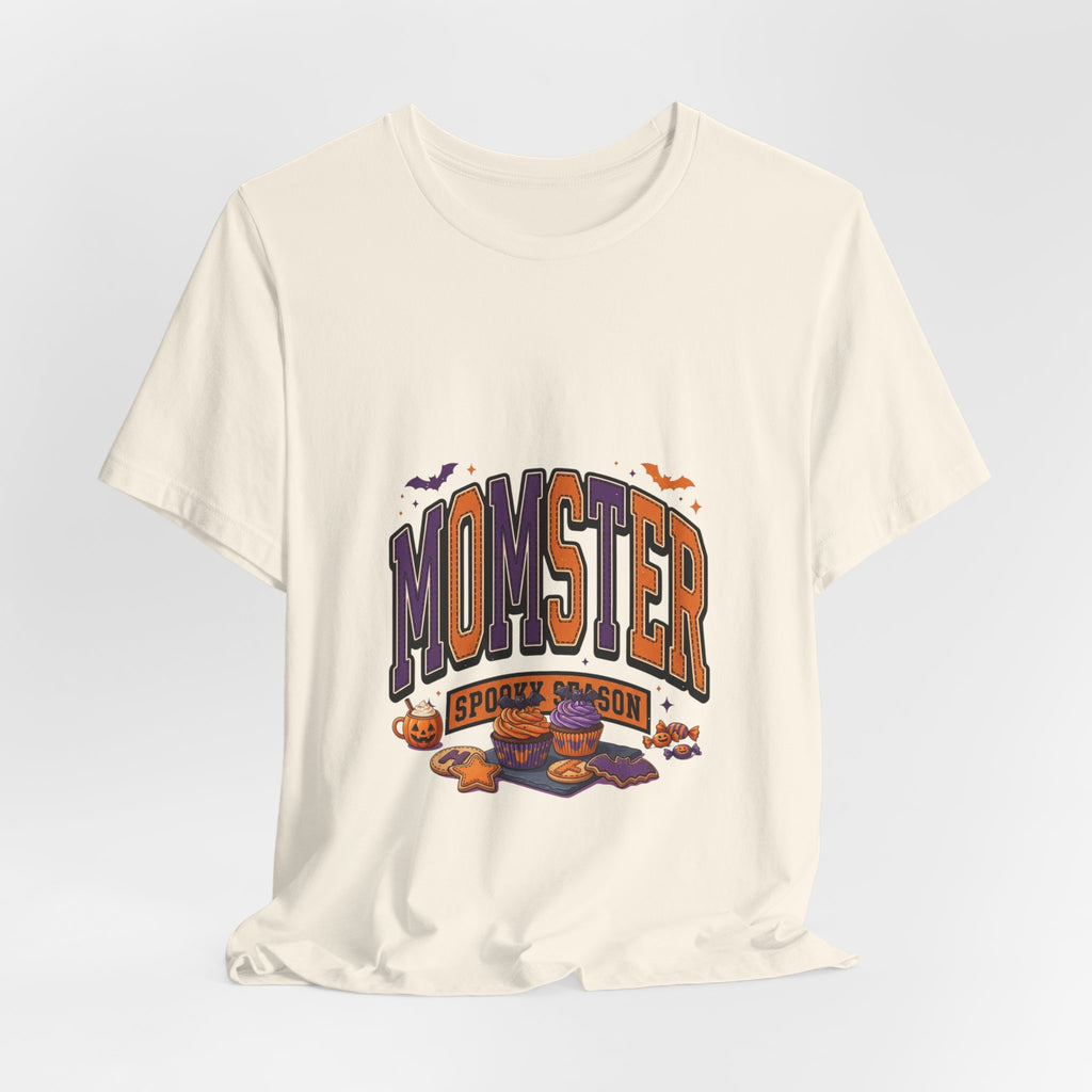 Momster Halloween Tee | purple orange spooky lettering, bats & pumpkins