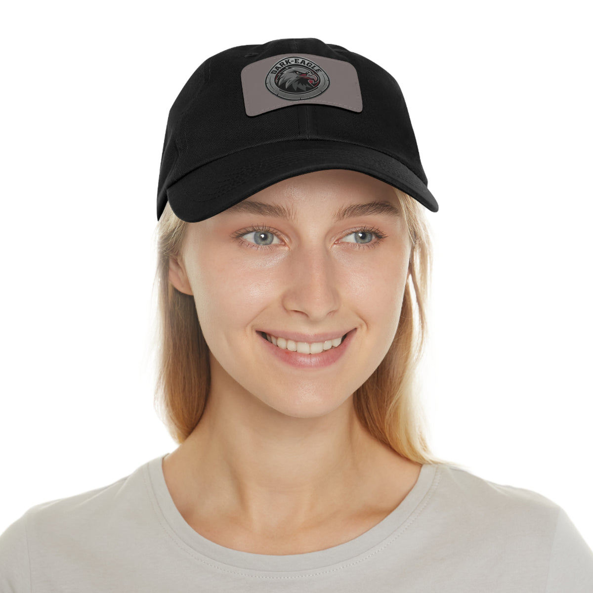 Leather Patch Dad Hat — ‘Dark Eagle’ Vintage Emblem Cap
