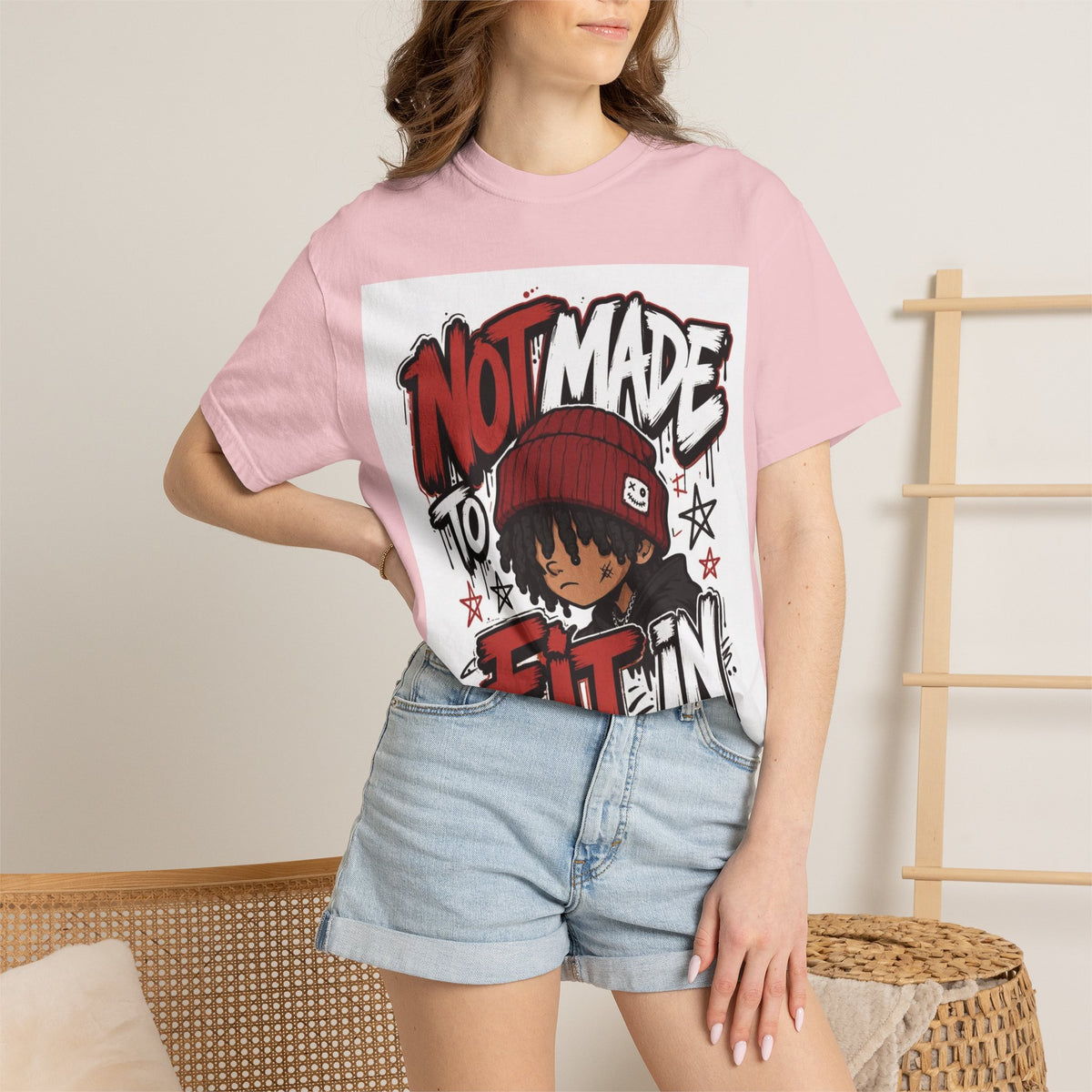 Not Made to Fit In Graphic T-Shirt — Streetwear Anime Statement Tee