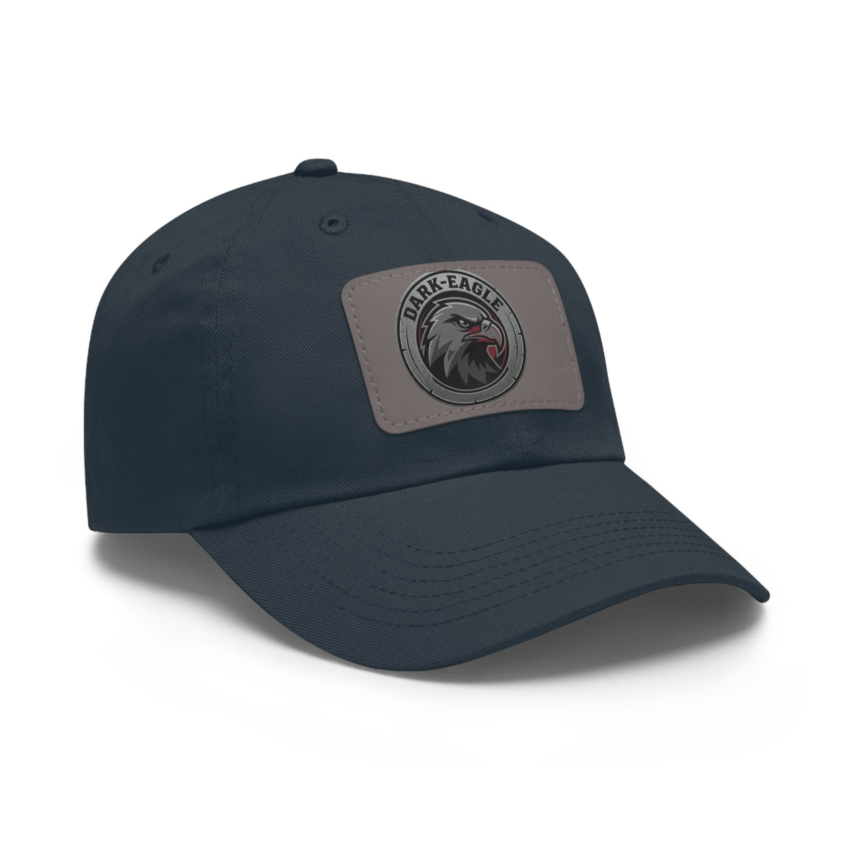 Leather Patch Dad Hat — ‘Dark Eagle’ Vintage Emblem Cap